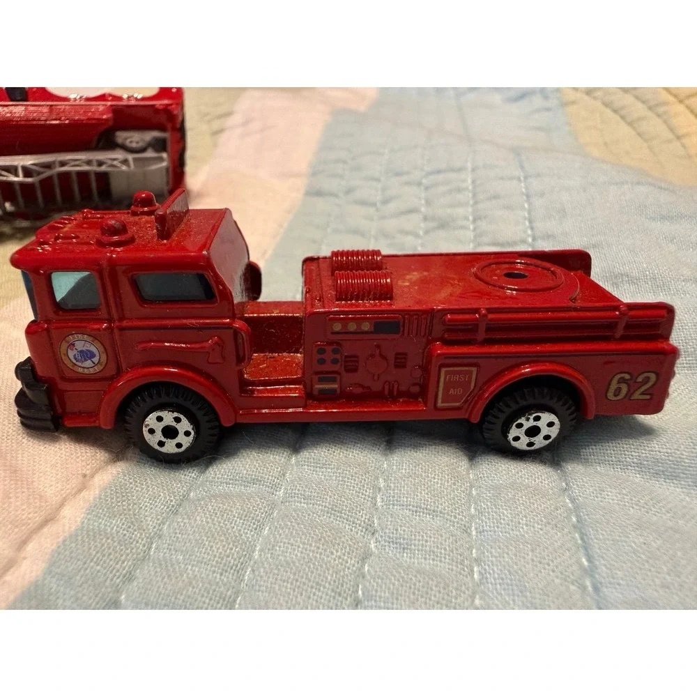 Vintage Tonka Matchbox Diecast Fire Truck Lot 3 Piece Set Red Ladder Pumper Toy